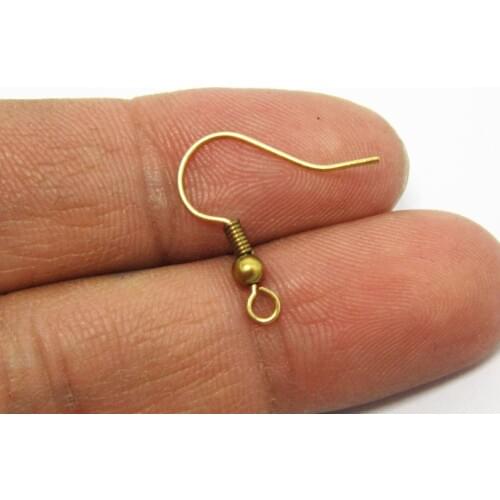 100pcs Brass earrings hook 18.5mm Raw brass Earrings wires with brass ball R249