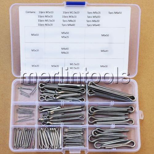 13 Kinds of 304 Stainless Steel Split-Cotter Pins Assortment Kit 1 - 6mm