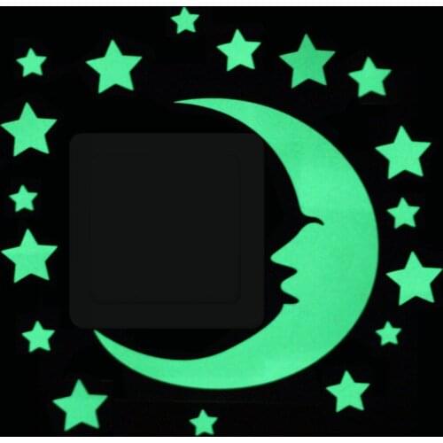 15CM*15CM Creative Fashion Luminous Moon Switch Stickers Funny Childrens Room Wall Stickers L-030