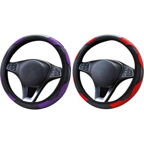 2X Car Steering Wheel Cover Breathable Non-Slip Steering Covers For Car Decoration Purple & Dark Red