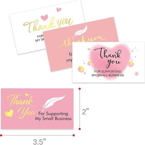 50pcs 5*9cm Love Thank You for Supporting My Small Business Card Thanks Greeting Card Appreciation Cardstock for Sellers Gift