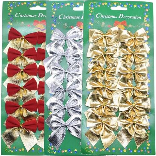 12/24/36pcs Gold Red Silver Cloth Pull Bows Gift Wrap Ribbon Knotbow for Christmas Tree Wreath Event Party Xmas Present Decor
