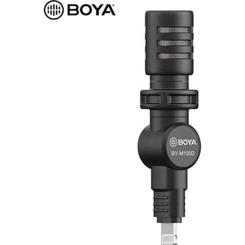 BOYA BY-M100D Plug-in Miniature Microphone MFI Certificated Lightning Connector for iPhone iPad smartphone Audio Video Recording