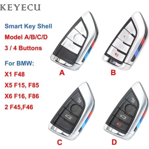 Keyecu Keyless Smart Remote Key Shell Case Cover for BMW X1 F48, X5 F15 F85, X6 F16 F86, 2 F45 F46 (Outer Shell Only)
