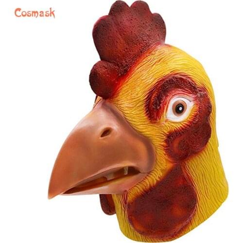 Cosmask Chicken Mask Halloween Novelty Costume Party Latex Animal Head Mask Rooster Cosplay Props