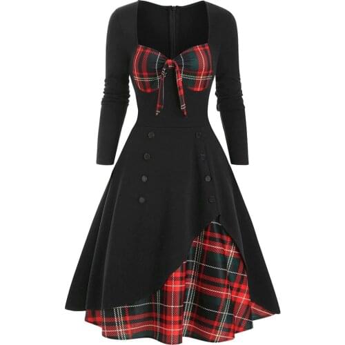 Модные платья в клетку Eillysevens China At AliExpress