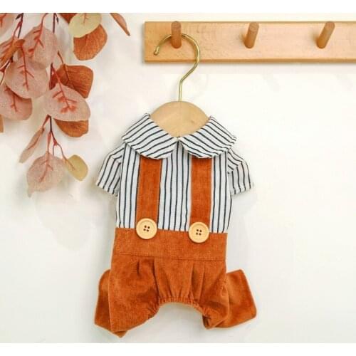 Frenchie Bulldog Clothes Striped Dog Jumpsuit Teddy Schnauzer Overalls Pomeranian Clothing Puppy Dog Costume Dogs Pets Outfit