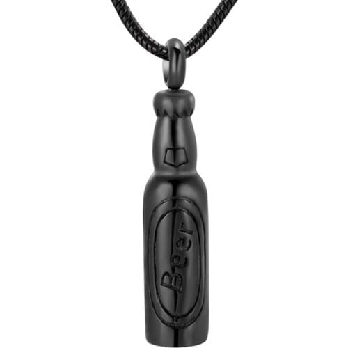 K001 Beer Bottle Cremation Jewelry for Ashes Pendant Locket Stainless Steel Keepsake Memorial Urn Necklace for Men Women