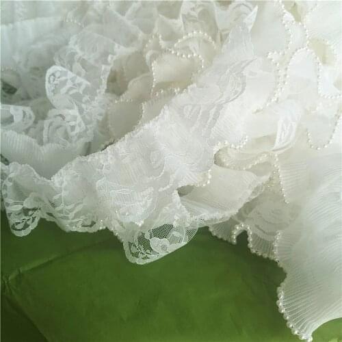 1Yard Embroidery Beaded Lace Fabric Wide 6cm Elastic Lace Ribbon Dress Trim Fabric Lace Trimmings For Sewing Collar Guipure RG26