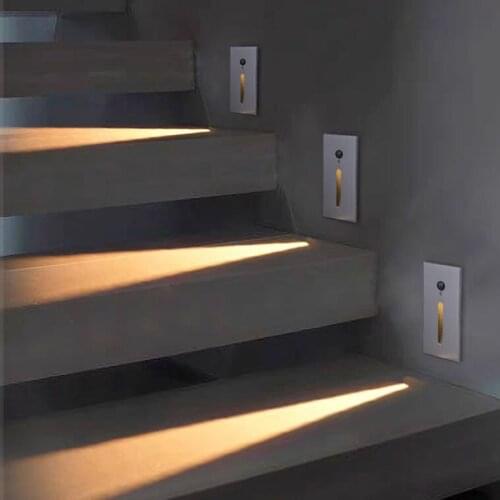 Indoor Motion Sensor Led stair light step lights 3W Aluminum Embedded staircase Wall lamp Corridor Hallway Staircase Night Light