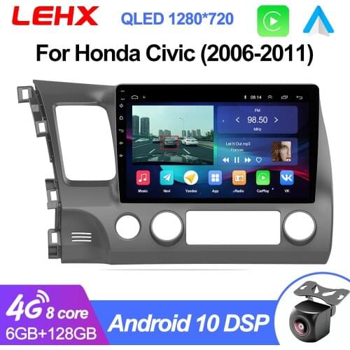 LEHX 2Din Android 9.0 Car Radio Multimedia Player For Honda Civic 2006-2011 Car Navigation GPS 10.1 Inch Video Player With dvr