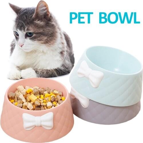 Single Cat Bowls Pet Feeding Food Bowl Puppy Kitten Cute Bowknot Feeder Dish Cats Bowl Anti Skid For Small Dog Food Water Bowl