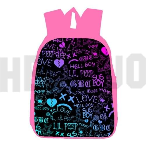Fashion 3D Anime LOVE Lil Peep Bag Pink 12/16 Inch Popular Singers Backpacks for School Teenagers Girls Women Rapper Lil Peep