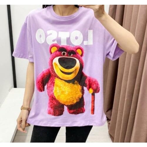 Disney Lotso Bear XE4903 Fashion Anime Figures Cartoon Products Cosplay Accessories T-Shirt Unisex Casual Gifts Unisex