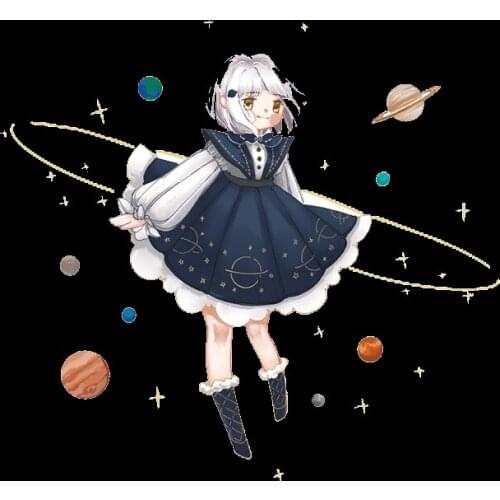 Cartoon solar system planet moon Mars Hand painted lovely Lori girl clothing pattern heat transfer hot stamping paste clothes