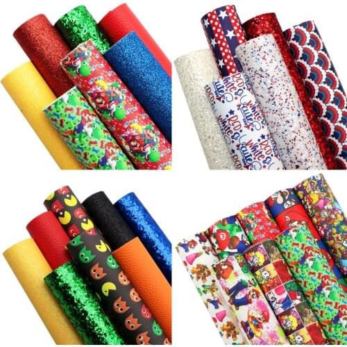 20*33cm Cartoon Theme Faux Synthetic Leather Sheets Set For Bows Hair Accessory DIY Crafts Vinyl cuero,1Yc19815