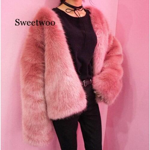 New Arrival Women Faux Fur Coat Long Sleeve Outerwear Thicken Winter Jackets Coats Female Fashion Streetwear Cardigans