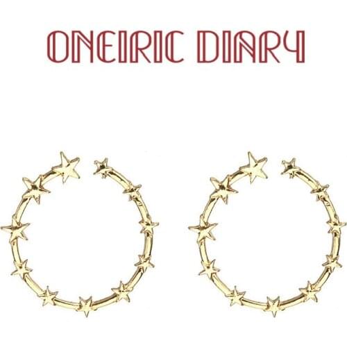 ONEIRIC DIARY Fashion Pentagram Star Earrings Round Alloy Geometric Korean Style Party Earring Jewellery Accessories