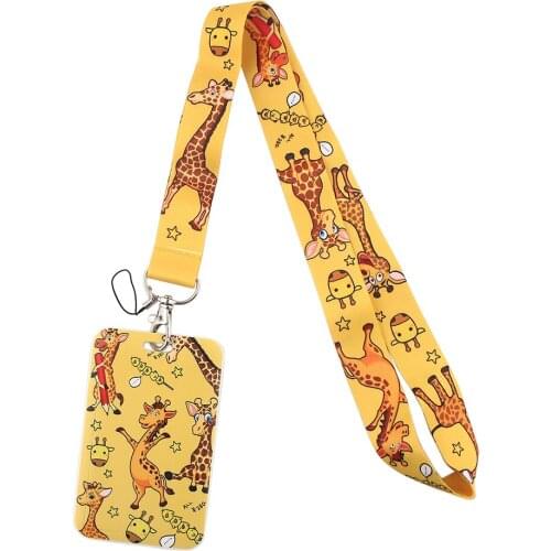 ER519 Animal Giraffe Yellow Neck Strap Lanyard For Keys ID Card Gym Mobile Phone Straps USB Badge Holder DIY Hang Rope