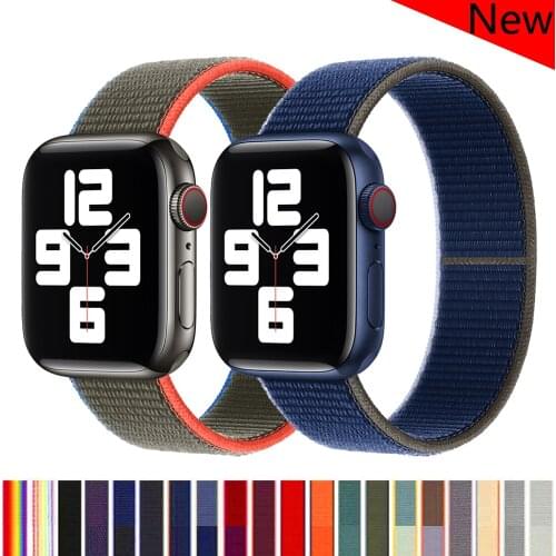 Nylon Sport Loop Strap For Apple Watch Series 6 SE 44mm 40mm 42mm 38mm watchband Wrist Belt Bracelet correa iwatch 5 4 3 Band