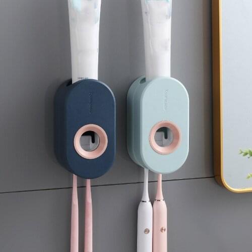 Self Adhesive Toothbrush Rack Automatic Toothpaste Squeezer Set Wall-mounted Toothpaste Dispenser Holder Bathroom Accessories