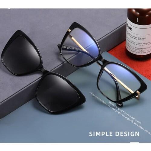Womens Magnetic Clip On Sunglasses With Polarized Lenses Fashion Luxury Brand Gradient Cat Eye Anti Glare Glasses TR90 Eyeglass