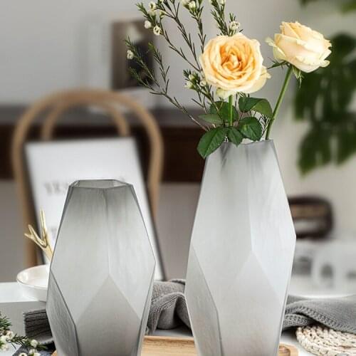 Glass Matte Vase Modern Minimalist Living Room Ornaments Hydroponic Geometric Container Plant Peceras Table Decoration EF50FP