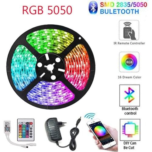 DC 12V Led Strip Lights RGB 5050 5M 10M 15M 20M 12 V Volt LED Strip Flexible Ribbon Tape Diode Bluetooth WIFI IR Remote Full Set