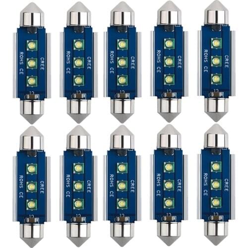 10Pcs C5W C10W LED Bulbs Canbus Festoon-31MM 36MM 39MM 41MM Chip NO ERROR Car Interior Dome Light Reading Light 12V