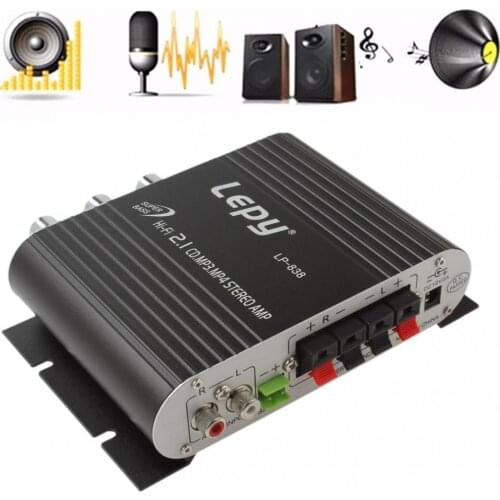 Lepy LP-838 Power Car Amplifier Hi-Fi 2.1 MP3 Radio Audio Stereo Bass Speaker Booster Player for Motorbike Home No Power Plug