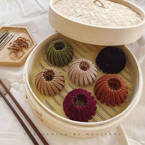 H:HYDE Fashion Headwear Hairpins Women Hair Accessories BirdNest Hair Claw Expanding Velvet Ponytail Holder Clip