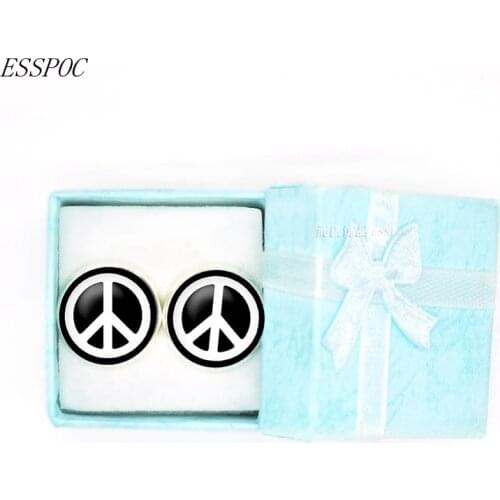 Hippie Style Peace Symbol Cufflinks Round Peace Sign Cuff Links Men Suit Accessories Fashion Wedding Cufflinks