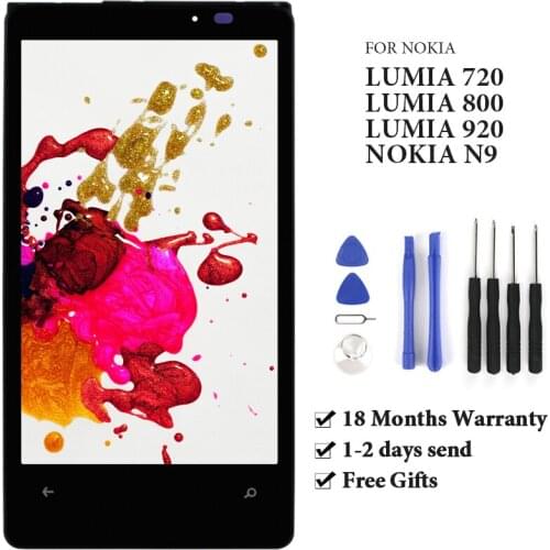 1pc For Nokia Lumia 720/920/800 LCD Screen Digitizer For OEM Quality Phone Replacement Assembly For Nokia N9 Display
