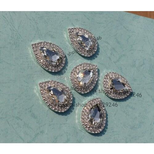 1pcs/lot 35mm fashion clear crystal rhinestone button water-tear shape fur coat hat garment bag sewing accessory