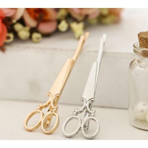 1PC Super Cute Creative Scissors Hair Pins Lovely Girl Hair Clips Made by Designer Gold and Silver Color