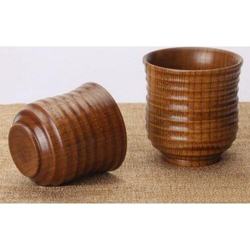 3pcs/set Manufacturer wholesale Japanese wooden drinking cup thread design classic wooden cocktail cup