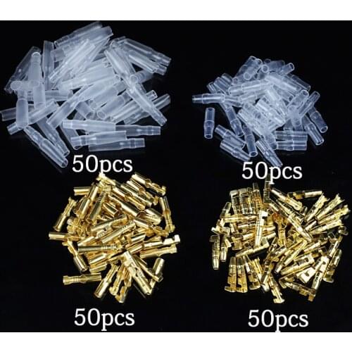 4.0 bullet terminal car electrical wire connector diameter 4mm pin set 50sets=200pcs Female + Male + Case Cold press terminal