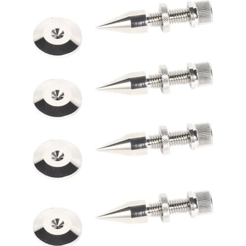 4 sets Speaker Stand Spikes Isolation Spikes Stand Foot HiFi Speaker Shockproof Cone Base Pads Chrome-plated Spikes Base