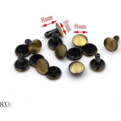 8 x 8 mm Antique Brass Double Cap Round Rivet Punk Rock Leathercraft Rivet