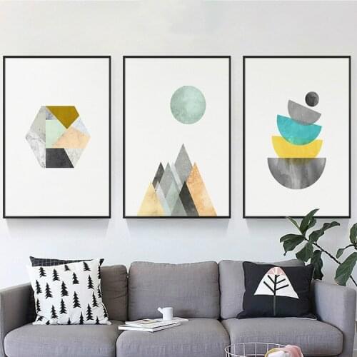 Abstract Triangle Hexagon Geometry Mosaic Combination Canvas Paintings Poster And Print Decorative Wall Art Pictures Living Room