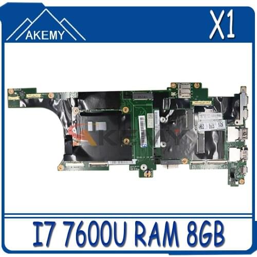 Akemy For Lenovo ThinkPad X1 Carbon 5th Notebook Motherboard NM-B141 Motherboard CPU I7 7600U RAM 8GB 100% Test Work