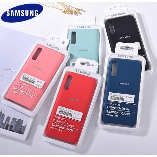 A50 Case Original Samsung Liquid Silicone Back Cover Candy Color Smooth Soft-Touch Protective Shell For Galaxy A 50 With Logo