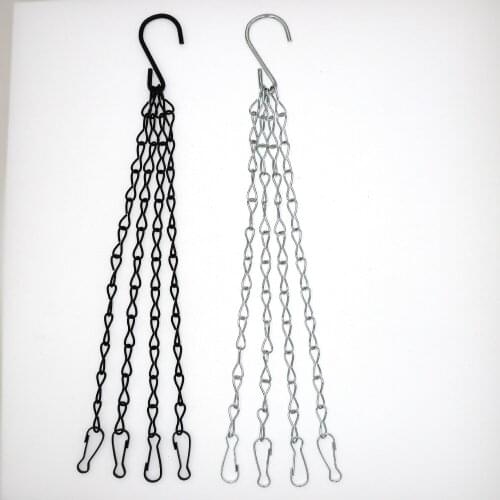 Black Hanging Chains Flower Pot Basket 4 Point Metal Chains Bird Feeders Planters Lanterns Ornaments Garden Plant Hangers
