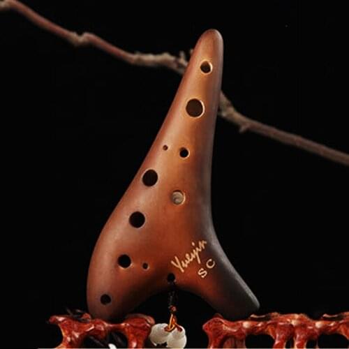 12 Hole Ocarina of Time Ceramic Top Quality Alto C Flute Brown Shape Ocarina Flute Wind Orff FLU05