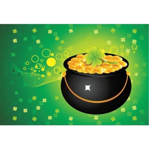 St. Patricks Day Backdrop Gold Coins in A Jar Photography Background Holiday Celebration Party Decor Photo Booth Studio Prop