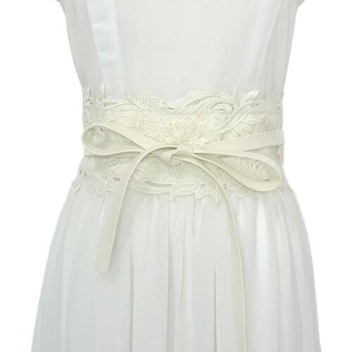 Floral Lace Wide Girdle Womens Fashion Sweet Bowknot Tie Corset Waistband for Dress Decorative Strap