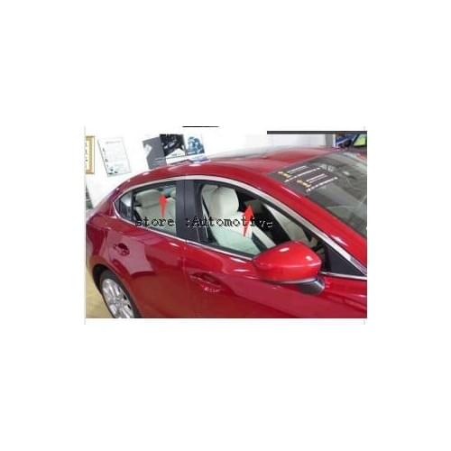 Stainless Steel Chrome Upper Window Cover Trim Refit For New MAZDA 3 AXELA 2013 2014 4pcs/set Car Styling