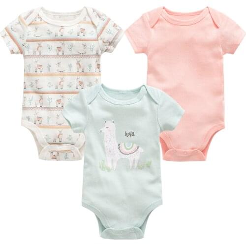 Kavkas Clothes Set Newborn Summer 100%Cotton Alpaca Short Sleeve Three Piece Suit Baby Bodysuit муслиновая одежда детям