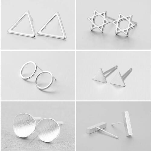 Hfarich Classic Geometric Triangle Round Circle Earrings for Women Stud Earrings Jewelry Accessories