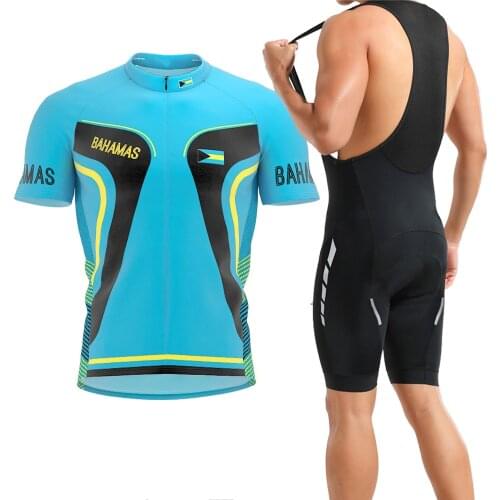 Classic Retro Bahamas Mens Pro Team Cycling Jersey Set Short Sleeve Bicycle Summer MTB Road Outdoor Wear Bike Clothing